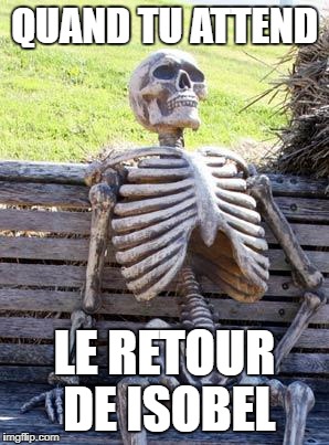 Waiting Skeleton Meme | QUAND TU ATTEND; LE RETOUR DE ISOBEL | image tagged in memes,waiting skeleton | made w/ Imgflip meme maker