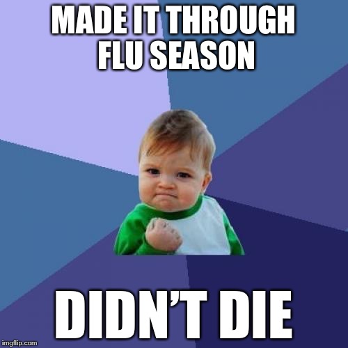 Success Kid | MADE IT THROUGH FLU SEASON; DIDN’T DIE | image tagged in memes,success kid | made w/ Imgflip meme maker