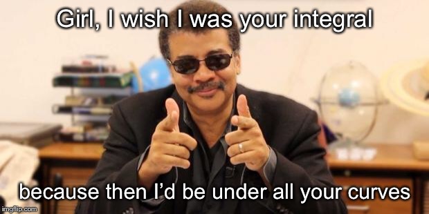 Neil DeGrasse Tyson | Girl, I wish I was your integral; because then I’d be under all your curves | image tagged in neil degrasse tyson | made w/ Imgflip meme maker