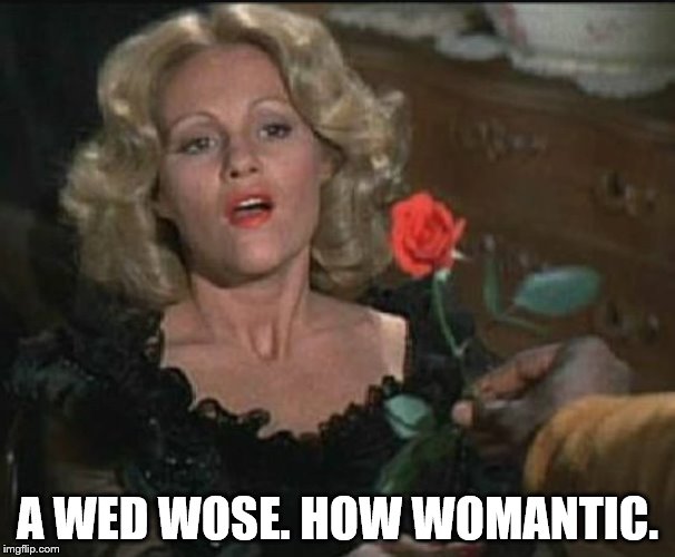 A WED WOSE.
HOW WOMANTIC. | image tagged in lili von schtoop | made w/ Imgflip meme maker