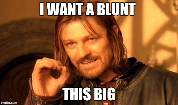 One Does Not Simply | I WANT A BLUNT; THIS BIG | image tagged in memes,one does not simply | made w/ Imgflip meme maker