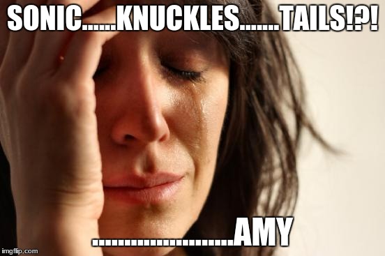 SONIC......KNUCKLES.......TAILS!?! ......................AMY | image tagged in memes,first world problems | made w/ Imgflip meme maker