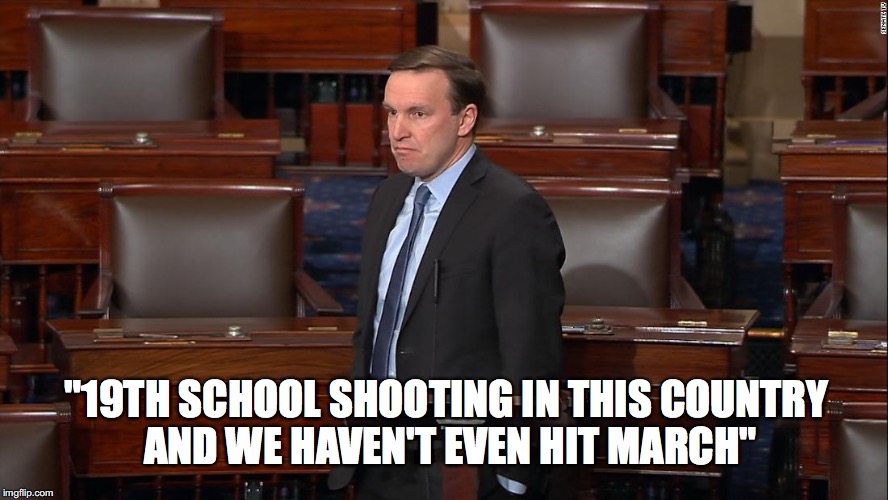 19th | "19TH SCHOOL SHOOTING IN THIS COUNTRY AND WE HAVEN'T EVEN HIT MARCH" | image tagged in gun control,nra,school shooting,mass shooting,assault rifle | made w/ Imgflip meme maker