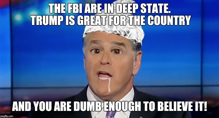 Fox news | THE FBI ARE IN DEEP STATE. TRUMP IS GREAT FOR THE COUNTRY; AND YOU ARE DUMB ENOUGH TO BELIEVE IT! | image tagged in fake news | made w/ Imgflip meme maker