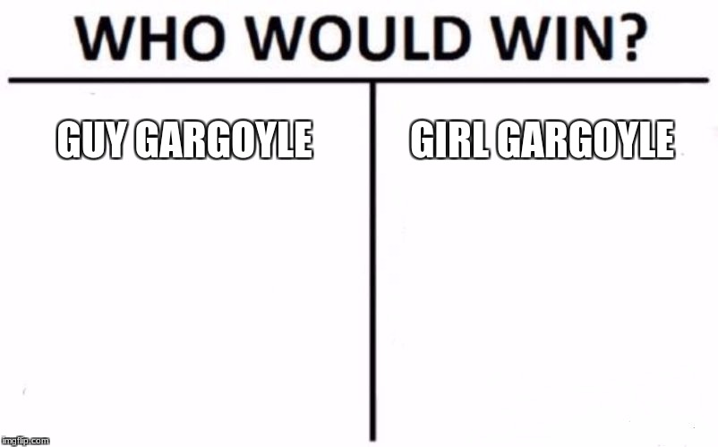 Who Would Win? | GUY GARGOYLE; GIRL GARGOYLE | image tagged in memes,who would win | made w/ Imgflip meme maker