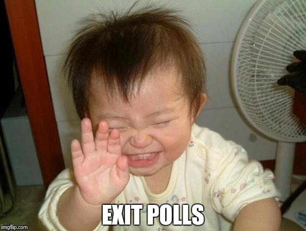 Happy Baby | EXIT POLLS | image tagged in happy baby | made w/ Imgflip meme maker