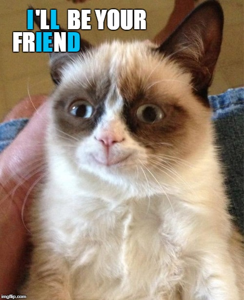 roblox t shirt. i posted the actual picture but apparently if its not on a meme it doesnt exist | 'L; L; BE YOUR; FR; IE; N; D; I | image tagged in memes,grumpy cat happy,grumpy cat | made w/ Imgflip meme maker