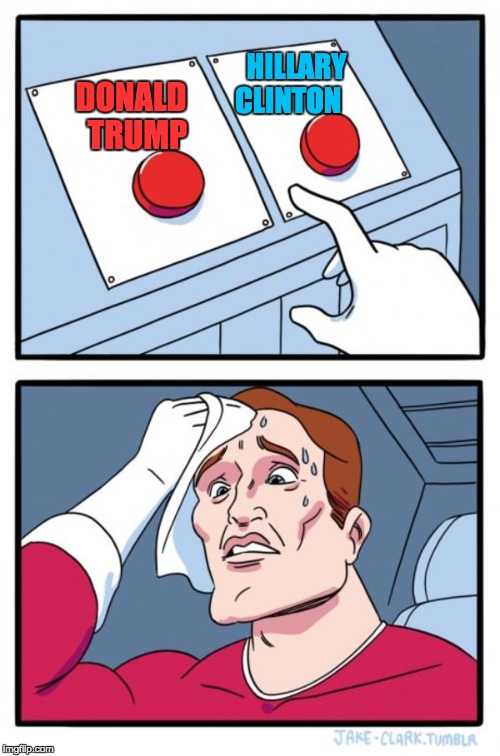 Two Buttons Meme | HILLARY CLINTON; DONALD  TRUMP | image tagged in memes,two buttons | made w/ Imgflip meme maker