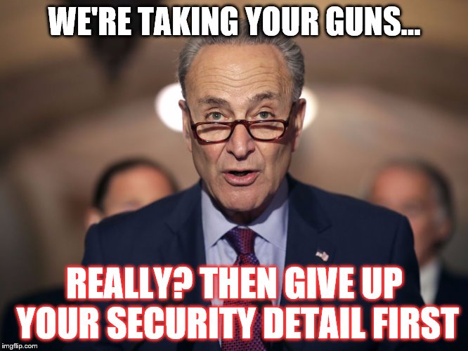 they want your guns... surrender your security detail first Mr. Schumer
