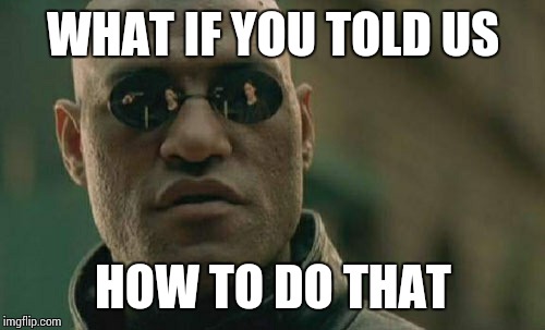Matrix Morpheus Meme | WHAT IF YOU TOLD US HOW TO DO THAT | image tagged in memes,matrix morpheus | made w/ Imgflip meme maker