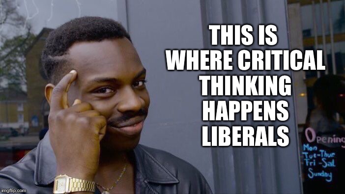 Roll Safe Think About It Meme | THIS IS WHERE CRITICAL THINKING HAPPENS LIBERALS | image tagged in memes,roll safe think about it | made w/ Imgflip meme maker