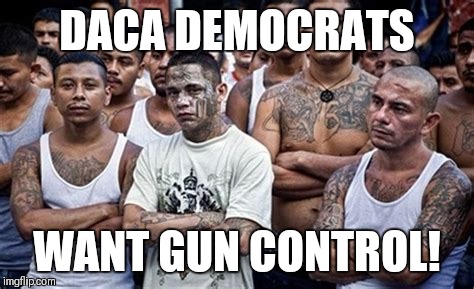 DACA DEMOCRATS WANT GUN CONTROL! 
#Parkland #DACACACA #BuildTheWall #AmericaFirst #MAGA #TRUMPTHENWO | DACA DEMOCRATS; WANT GUN CONTROL! | image tagged in daca,crying democrats,gun control,trump wall,chuck norris approves,maga | made w/ Imgflip meme maker