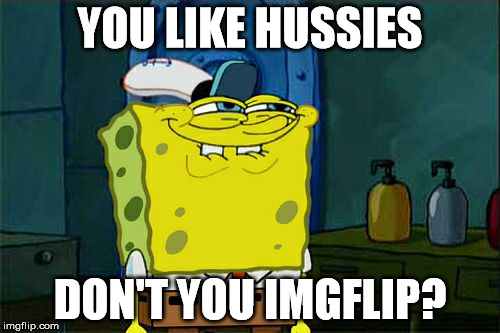 YOU HUSSIES! | YOU LIKE HUSSIES; DON'T YOU IMGFLIP? | image tagged in memes,dont you squidward | made w/ Imgflip meme maker