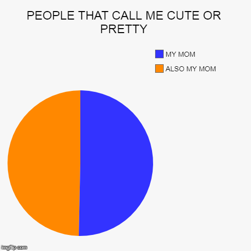 PEOPLE THAT CALL ME CUTE OR PRETTY | ALSO MY MOM, MY MOM | image tagged in funny,pie charts | made w/ Imgflip chart maker