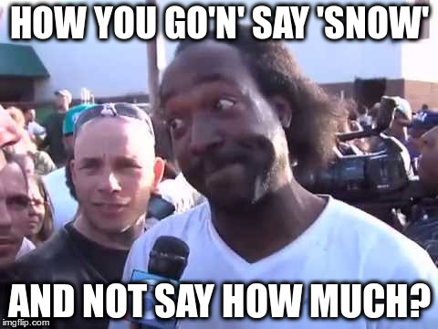 How You Go'n' | HOW YOU GO'N' SAY 'SNOW'; AND NOT SAY HOW MUCH? | image tagged in how you go'n' | made w/ Imgflip meme maker