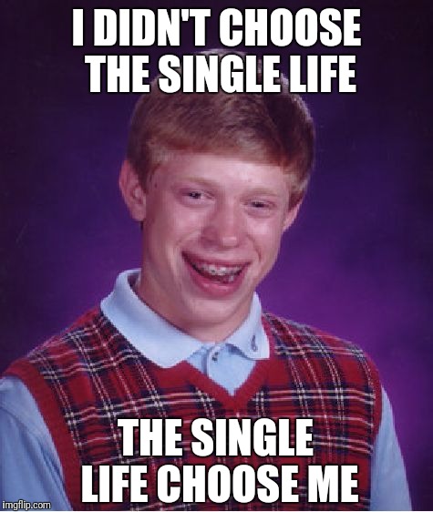 Bad Luck Brian | I DIDN'T CHOOSE THE SINGLE LIFE; THE SINGLE LIFE CHOOSE ME | image tagged in memes,bad luck brian | made w/ Imgflip meme maker