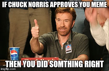 Chuck Norris Approves | IF CHUCK NORRIS APPROVES YOU MEME; THEN YOU DID SOMTHING RIGHT | image tagged in memes,chuck norris approves,chuck norris | made w/ Imgflip meme maker
