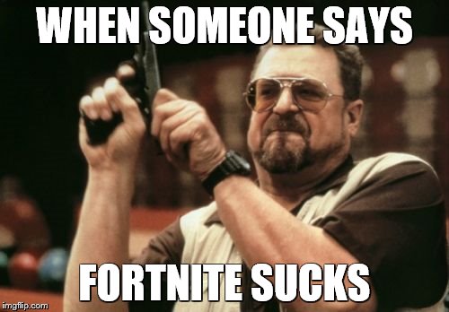 Am I The Only One Around Here | WHEN SOMEONE SAYS; FORTNITE SUCKS | image tagged in memes,am i the only one around here | made w/ Imgflip meme maker