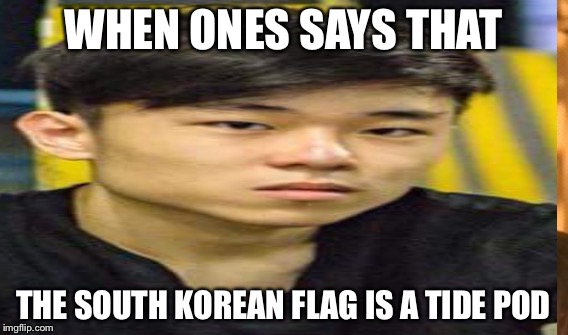 WHEN ONES SAYS THAT THE SOUTH KOREAN FLAG IS A TIDE POD | made w/ Imgflip meme maker