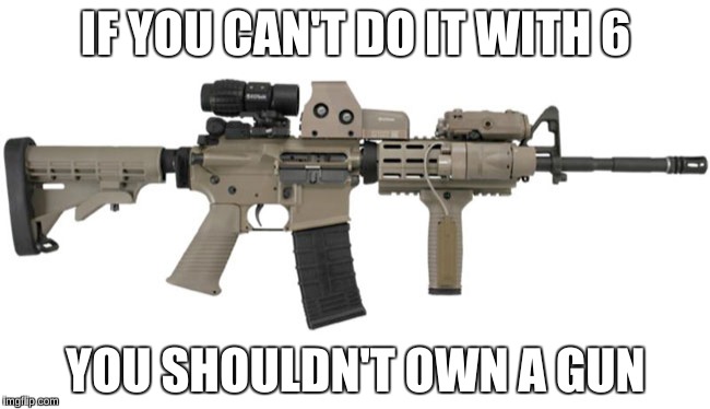 Ar15 | IF YOU CAN'T DO IT WITH 6; YOU SHOULDN'T OWN A GUN | image tagged in ar15 | made w/ Imgflip meme maker
