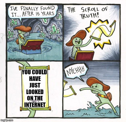 The Scroll Of Truth | YOU COULD HAVE JUST LOOKED ON THE INTERNET | image tagged in memes,the scroll of truth | made w/ Imgflip meme maker