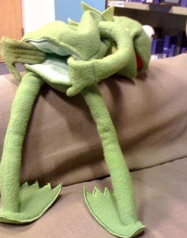 High Quality Kermit Bent Over  Blank Meme Template