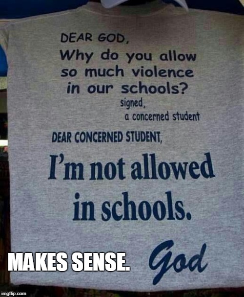 Truth Hurts | MAKES SENSE. | image tagged in god,school,violence | made w/ Imgflip meme maker