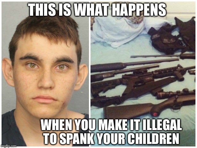 THIS IS WHAT HAPPENS; WHEN YOU MAKE IT ILLEGAL TO SPANK YOUR CHILDREN | image tagged in cruz,nicolas cruz,shooting,mass shooting,school shooting | made w/ Imgflip meme maker