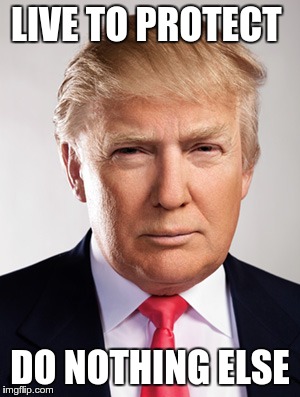 Donald Trump | LIVE TO PROTECT; DO NOTHING ELSE | image tagged in donald trump | made w/ Imgflip meme maker