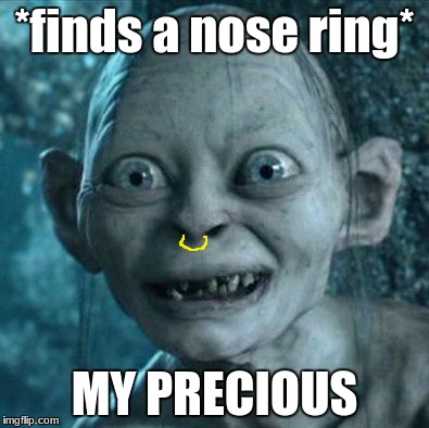 Gollum | *finds a nose ring*; MY PRECIOUS | image tagged in memes,gollum | made w/ Imgflip meme maker