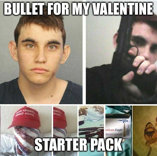 BULLET FOR MY VALENTINE; STARTER PACK | image tagged in bullet for my valentines,nikolas cruz,school shooting,mass shooting,shooter | made w/ Imgflip meme maker
