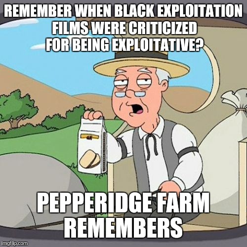 Pepperidge Farm Remembers Meme | REMEMBER WHEN BLACK EXPLOITATION FILMS WERE CRITICIZED FOR BEING EXPLOITATIVE? PEPPERIDGE FARM REMEMBERS | image tagged in memes,pepperidge farm remembers,black panther,movie | made w/ Imgflip meme maker