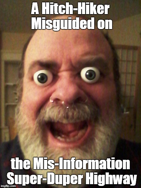 A Hitch-Hiker Misguided on; the Mis-Information Super-Duper Highway | image tagged in douglas adams,humor,internet | made w/ Imgflip meme maker