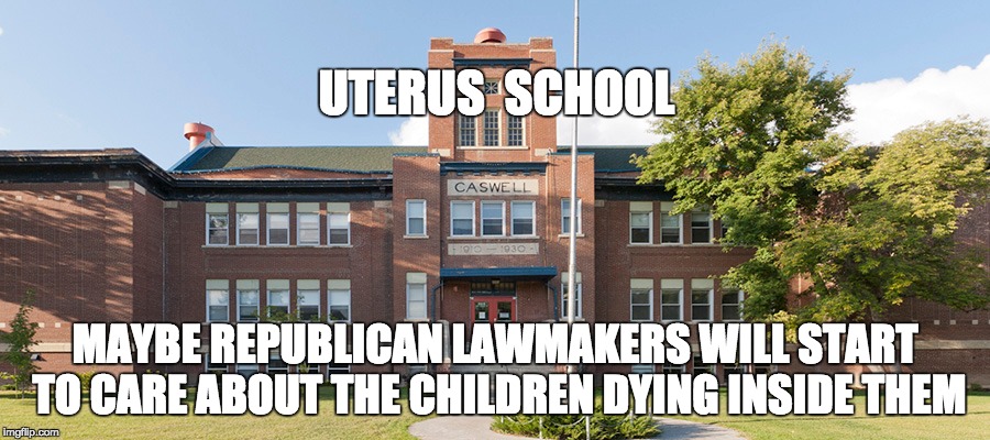 uterus school | UTERUS  SCHOOL; MAYBE REPUBLICAN LAWMAKERS WILL START TO CARE ABOUT THE CHILDREN DYING INSIDE THEM | image tagged in school meme | made w/ Imgflip meme maker
