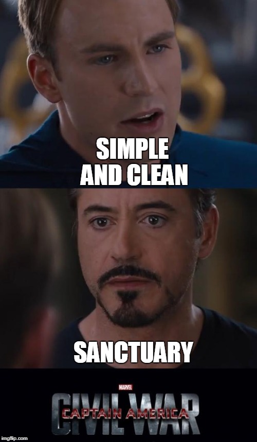 Marvel Civil War | SIMPLE AND CLEAN; SANCTUARY | image tagged in memes,marvel civil war,kingdom hearts | made w/ Imgflip meme maker