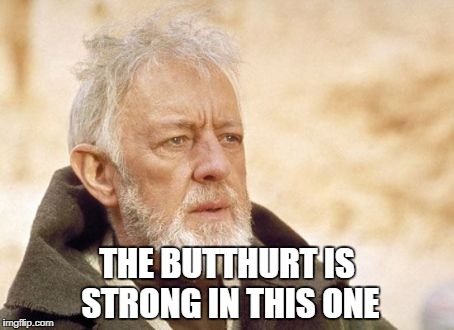 Obi Wan Kenobi Meme | THE BUTTHURT IS STRONG IN THIS ONE | image tagged in memes,obi wan kenobi | made w/ Imgflip meme maker