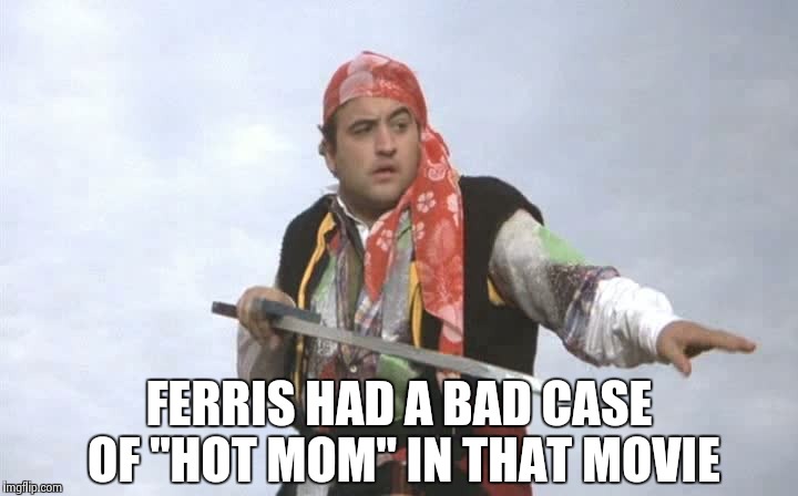 Pirate Belushi | FERRIS HAD A BAD CASE OF "HOT MOM" IN THAT MOVIE | image tagged in pirate belushi | made w/ Imgflip meme maker
