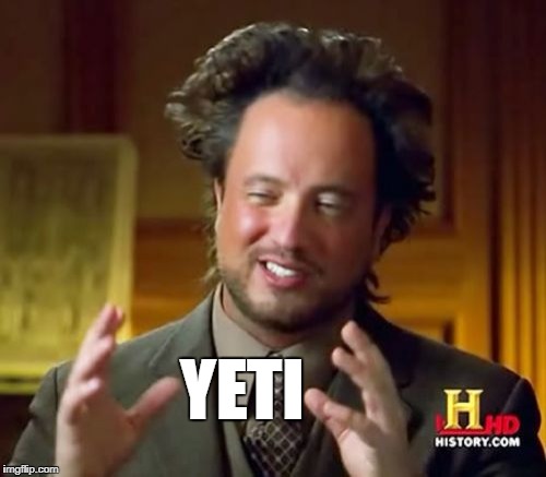 Yeti | YETI | image tagged in memes,ancient aliens,yeti | made w/ Imgflip meme maker