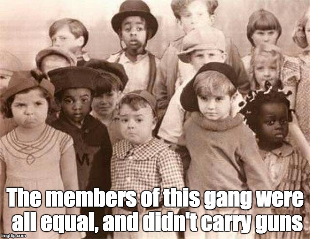 Our Gang | The members of this gang were all equal, and didn't carry guns | image tagged in children gang equality boys girls | made w/ Imgflip meme maker