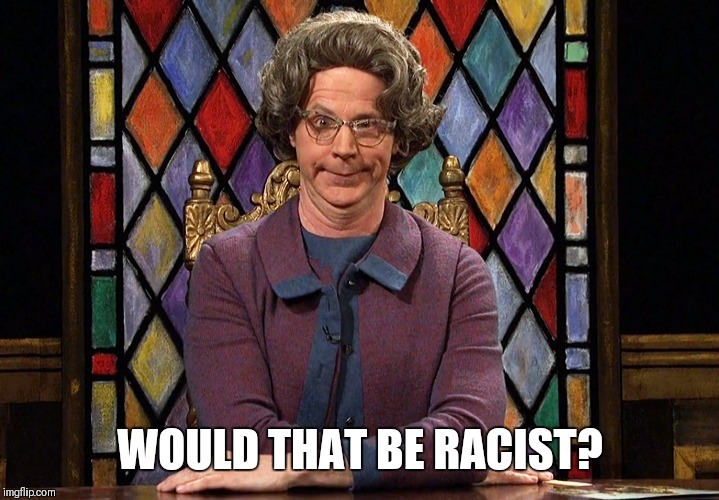 The Church Lady | WOULD THAT BE RACIST? | image tagged in the church lady | made w/ Imgflip meme maker
