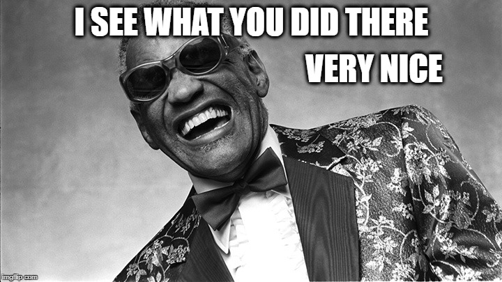 Ray Charles | I SEE WHAT YOU DID THERE VERY NICE | image tagged in ray charles | made w/ Imgflip meme maker