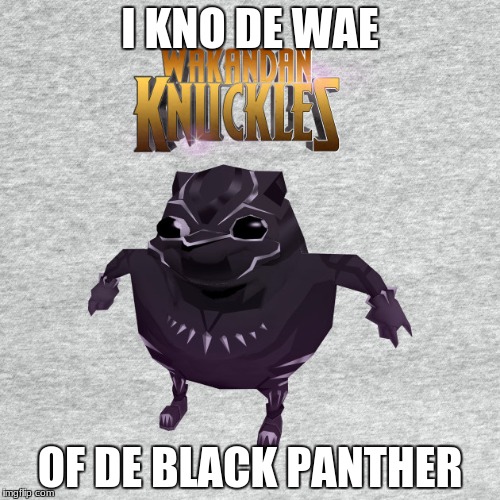 Wakandan Knuckles | I KNO DE WAE; OF DE BLACK PANTHER | image tagged in wakandan knuckles | made w/ Imgflip meme maker