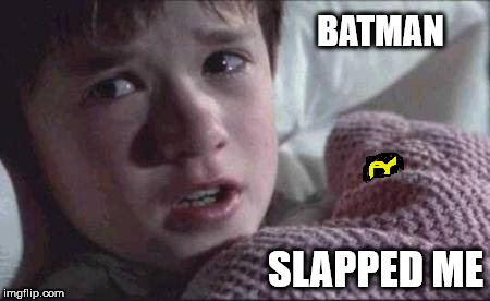 robin's terror | BATMAN; SLAPPED ME | image tagged in memes,i see dead people | made w/ Imgflip meme maker