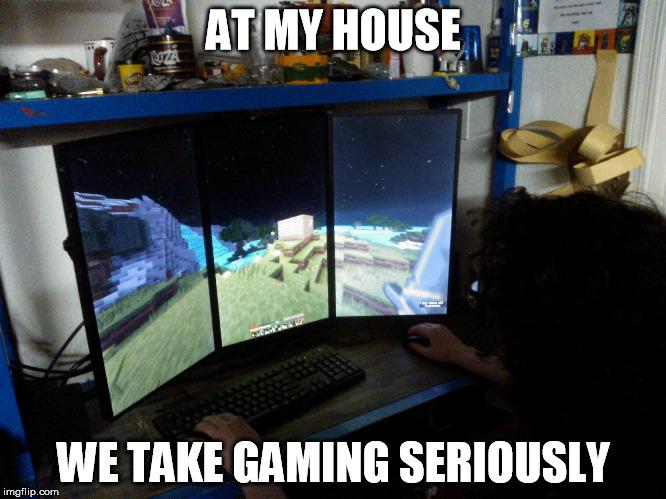 AT MY HOUSE; WE TAKE GAMING SERIOUSLY | image tagged in progamer | made w/ Imgflip meme maker