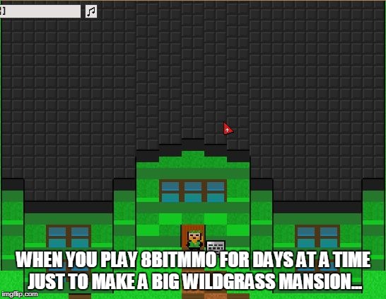 8Bitmmo Wildgrass Mansion | WHEN YOU PLAY 8BITMMO FOR DAYS AT A TIME JUST TO MAKE A BIG WILDGRASS MANSION... | image tagged in 8bitmmo wildgrass mansion | made w/ Imgflip meme maker