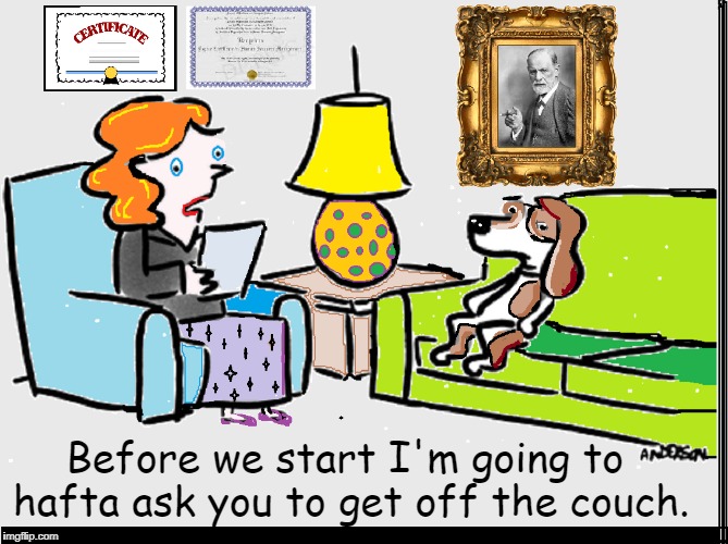 This Dog Goes to a Psychiatrist... | Before we start I'm going to hafta ask you to get off the couch. | image tagged in vince vance,dogs,dog cartoon,psychiatrist,psychoanalyst | made w/ Imgflip meme maker
