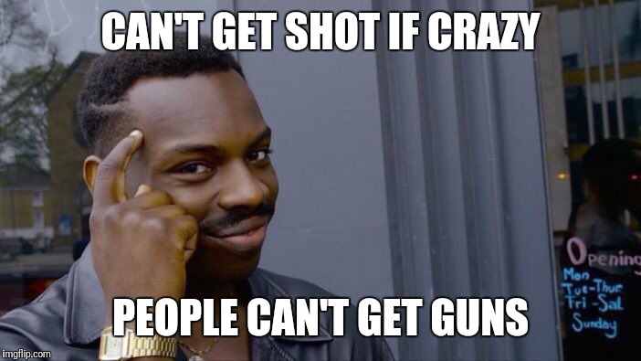 Roll Safe Think About It Meme | CAN'T GET SHOT IF CRAZY PEOPLE CAN'T GET GUNS | image tagged in memes,roll safe think about it | made w/ Imgflip meme maker
