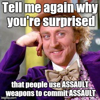 What are these guns for again? | Tell me again why you're surprised; that people use ASSAULT weapons to commit ASSAULT | image tagged in guns,assault weapons,logic,common sense | made w/ Imgflip meme maker