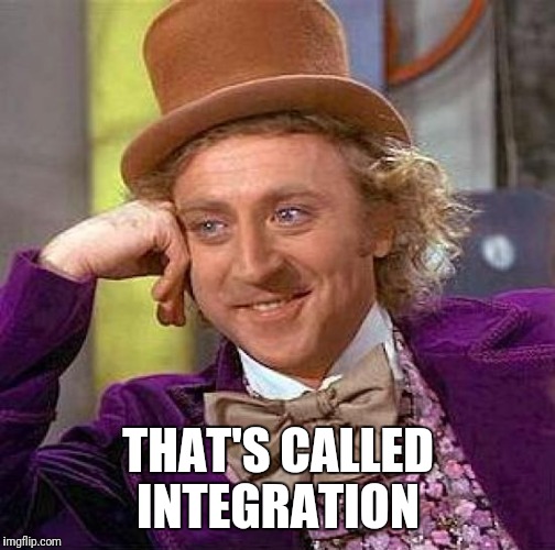 Creepy Condescending Wonka Meme | THAT'S CALLED INTEGRATION | image tagged in memes,creepy condescending wonka | made w/ Imgflip meme maker