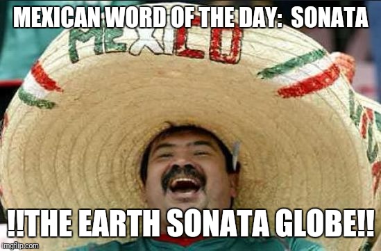 mexican word of the day | MEXICAN WORD OF THE DAY:  SONATA; !!THE EARTH SONATA GLOBE!! | image tagged in mexican word of the day | made w/ Imgflip meme maker